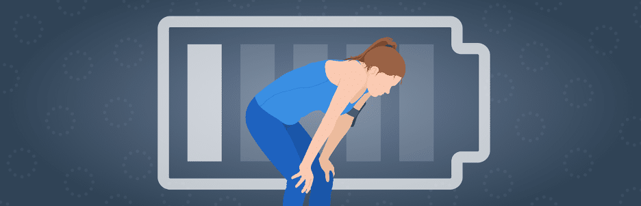 Low energy graphic of a running woman hunched over