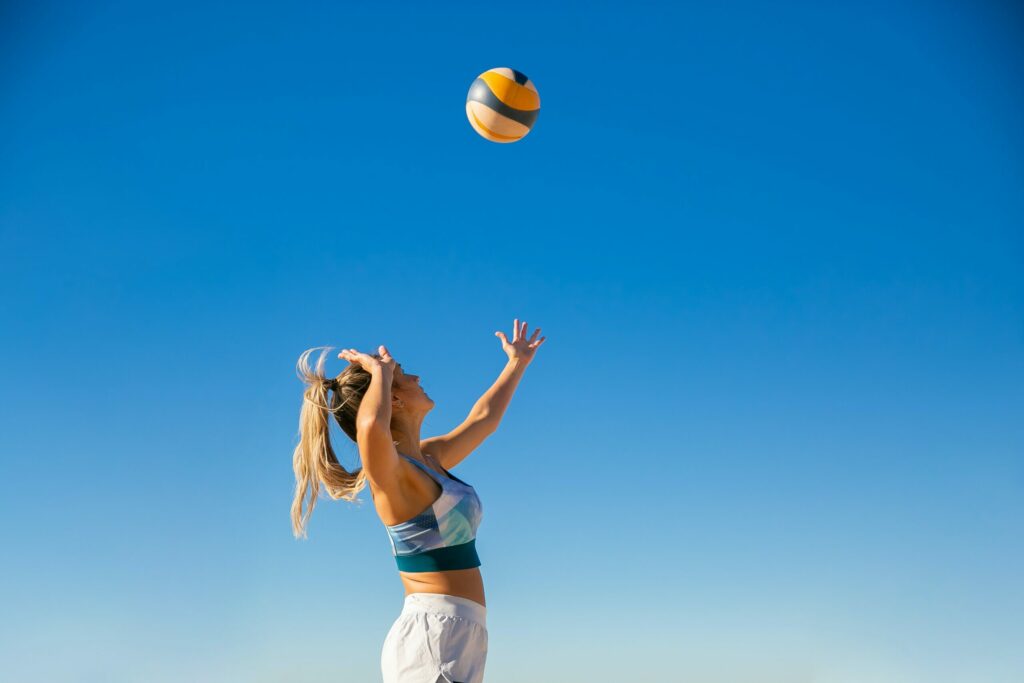 woman hitting volleyball